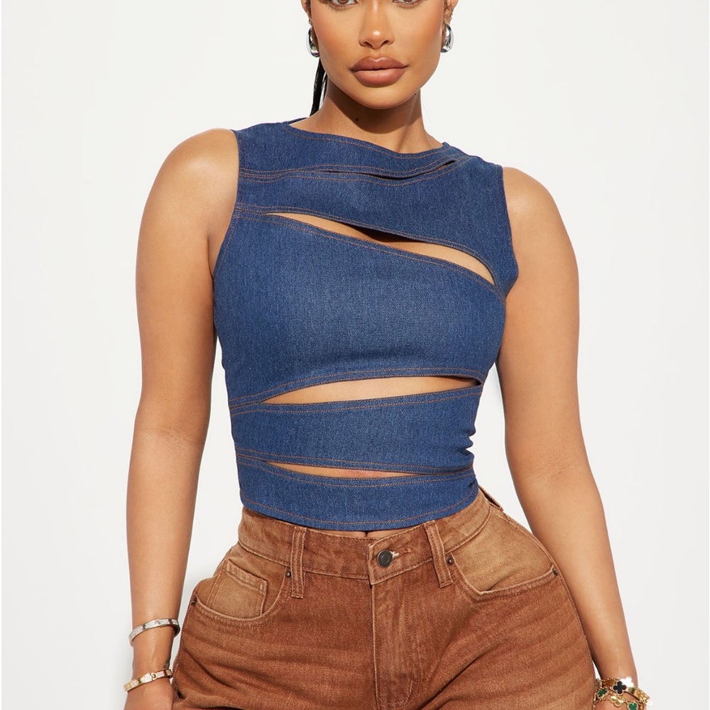 Denim cutout top